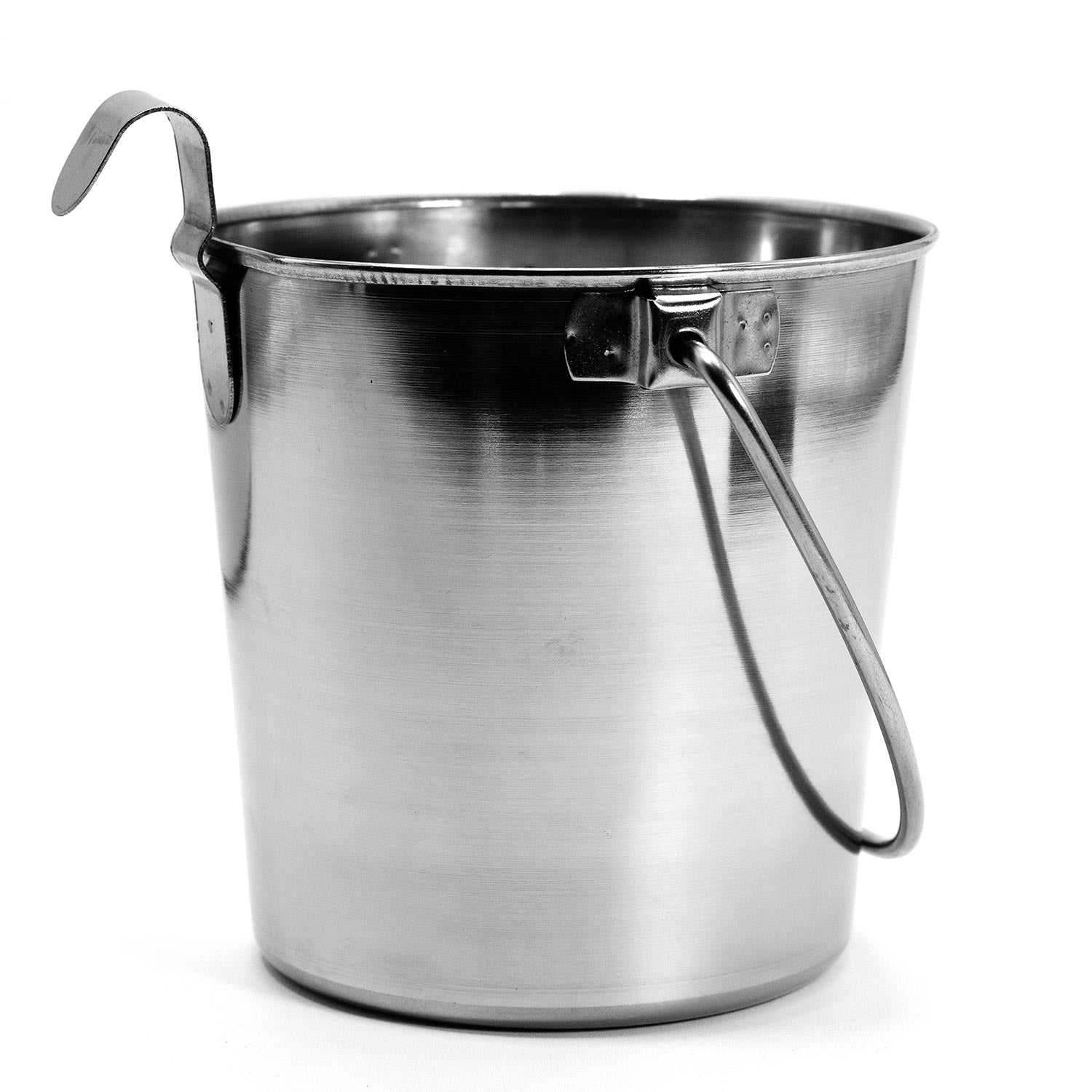 Jeffers Flat-Sided Stainless Steel Pails with Hook & Handle