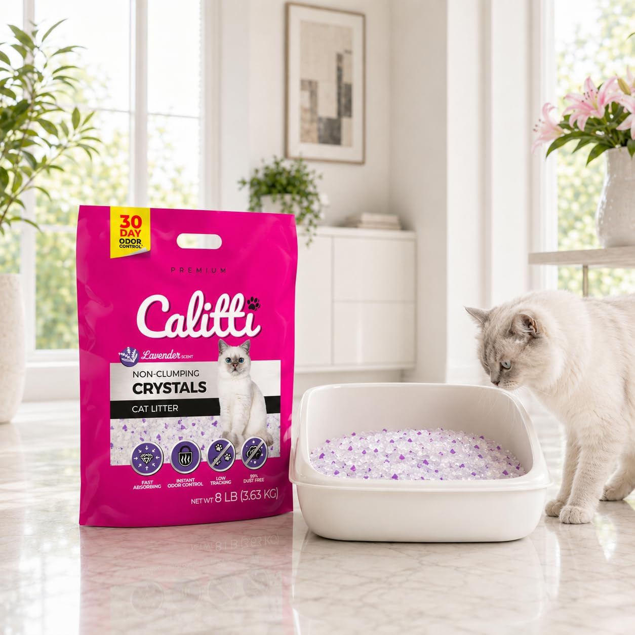 Calitti Non-Clumping Cat Litter Crystals with Silica Gel, 8 lbs