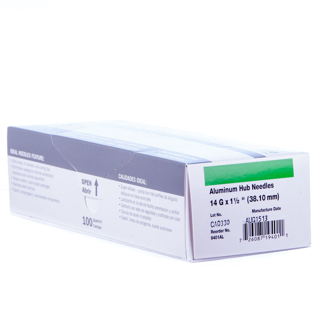 Jeffers Aluminum Hub Needles, Box of 100