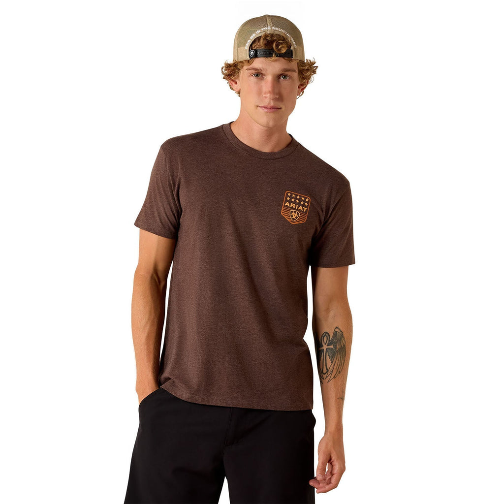 Ariat Mens Patriotic Badge Short Sleeve Shirt, 100% Cotton Unisex Top