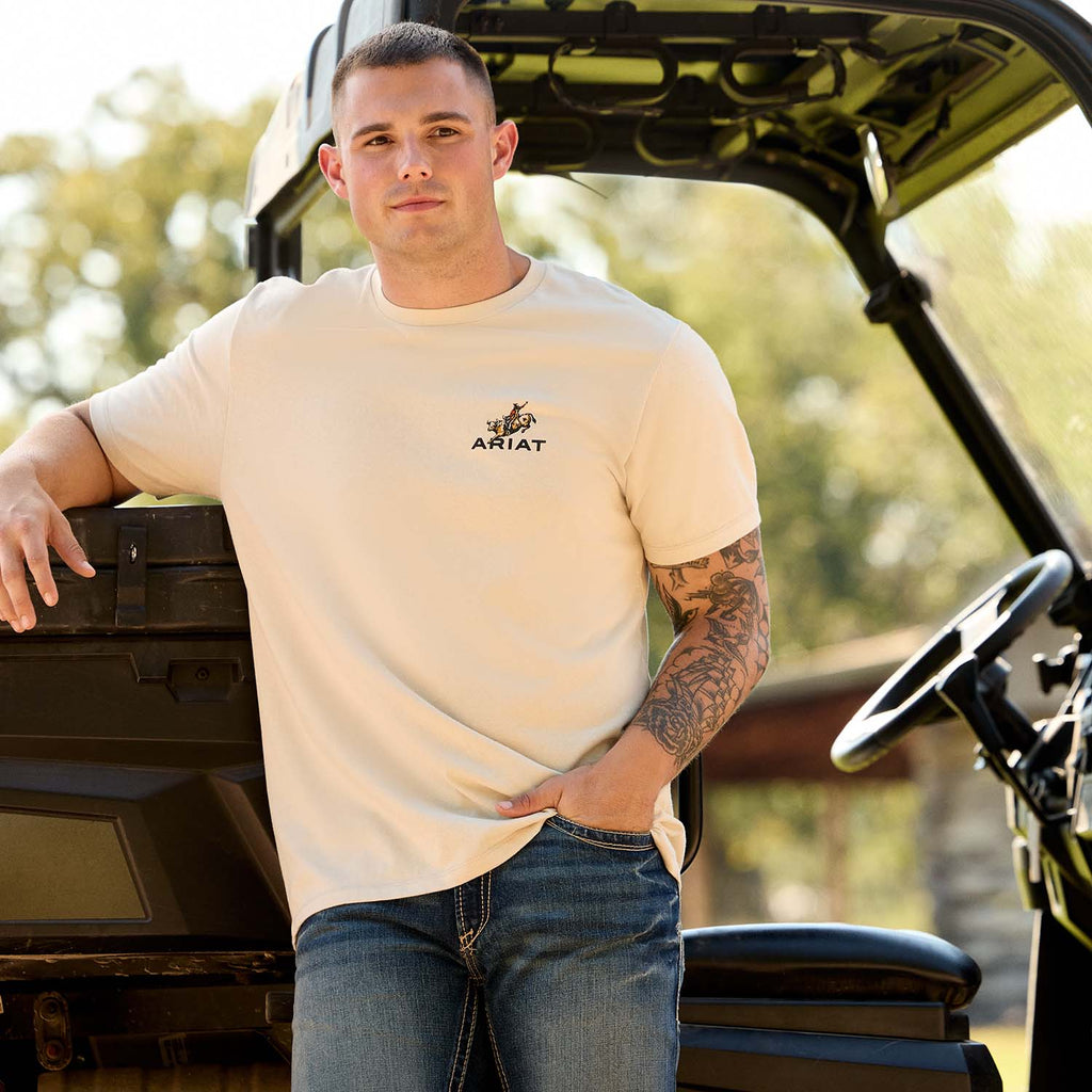 Ariat Mens Short Sleeve Shirt, Ride Em Cowboy Western Graphic Tee