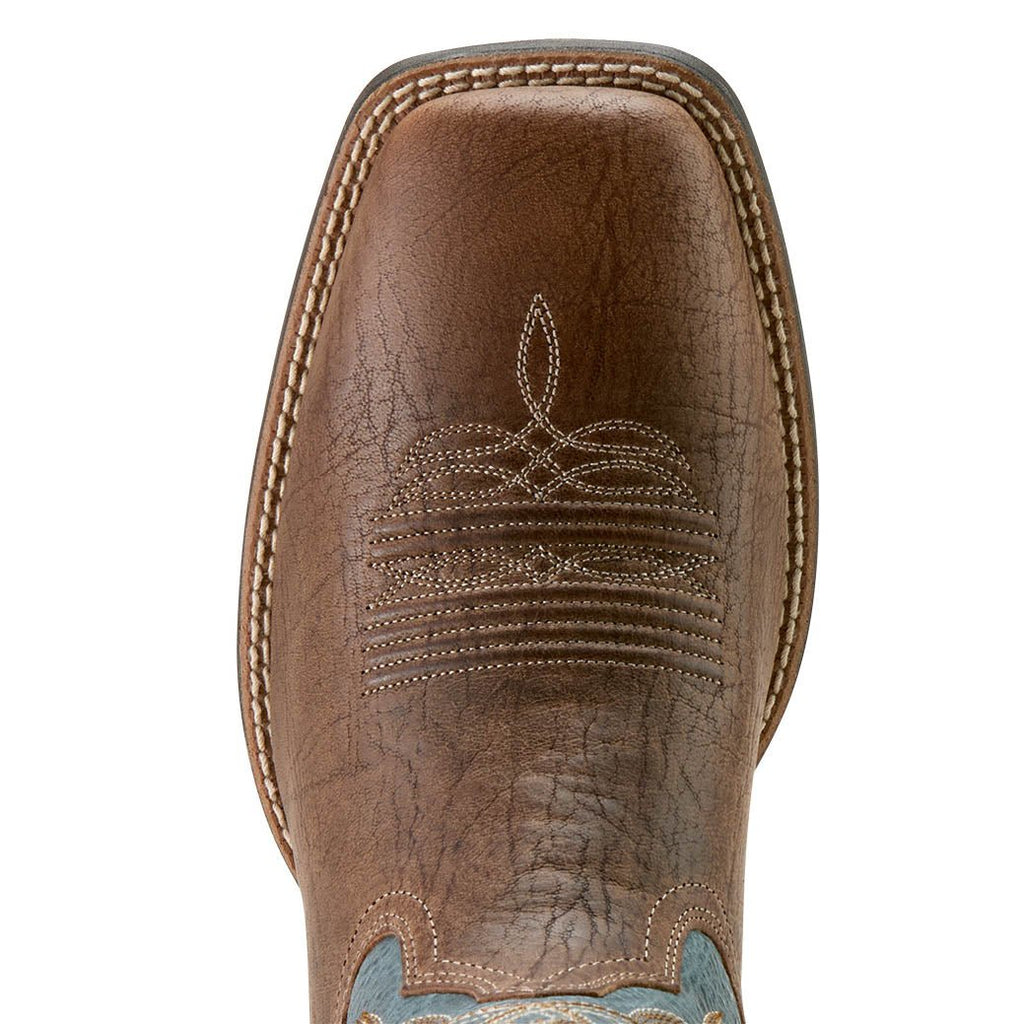 Ariat Mens Steadfast Wide Square Toe Leather Cowboy Boot – Comfortable All-Day Western Work Boot