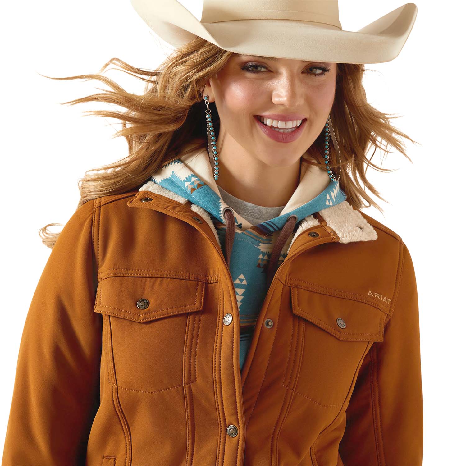 Ariat Womens Berber Back Softshell Jacket – Sherpa-Lined Trucker-Style Warm Layer
