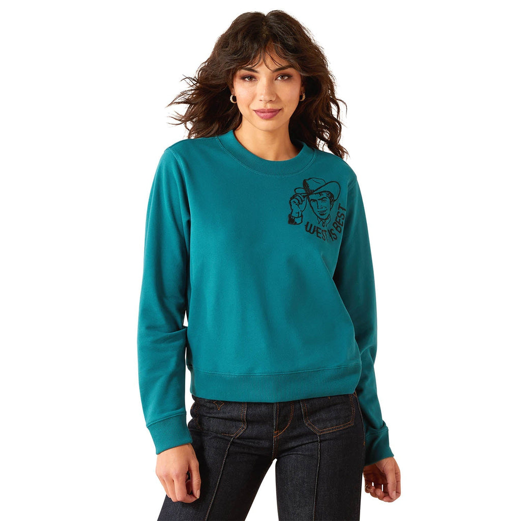 Ariat Women's Essential Sendero "West is Best" Graphic Sweatshirt – Cozy Western Fleece Crewneck
