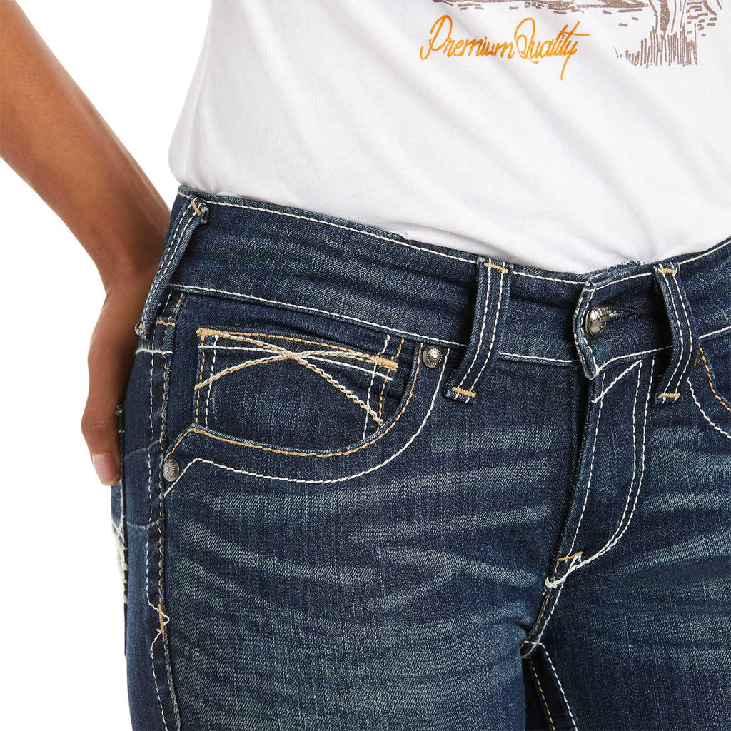Ariat Women's Mid Rise Stretch Whipstitch Boot Cut Jeans