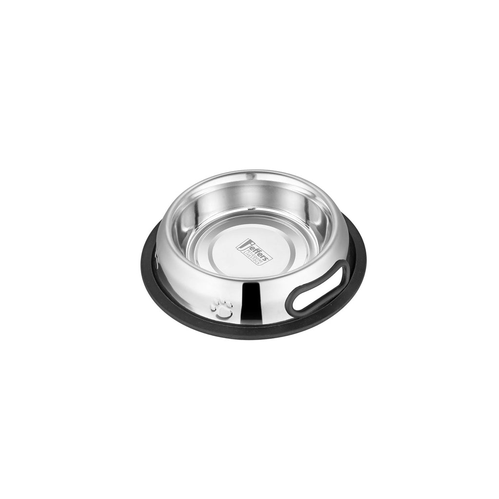 Jeffers Pet Embossed No-Tip Anti-Skid Stainless Steel Pet Bowls for Dogs, Cats, Puppies, Kittens – Rubber Base, Food & Water Feeding Dish