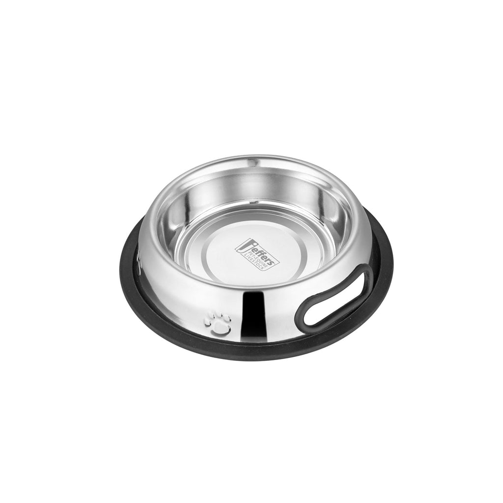 Jeffers Pet Embossed No-Tip Anti-Skid Stainless Steel Pet Bowls for Dogs, Cats, Puppies, Kittens – Rubber Base, Food & Water Feeding Dish