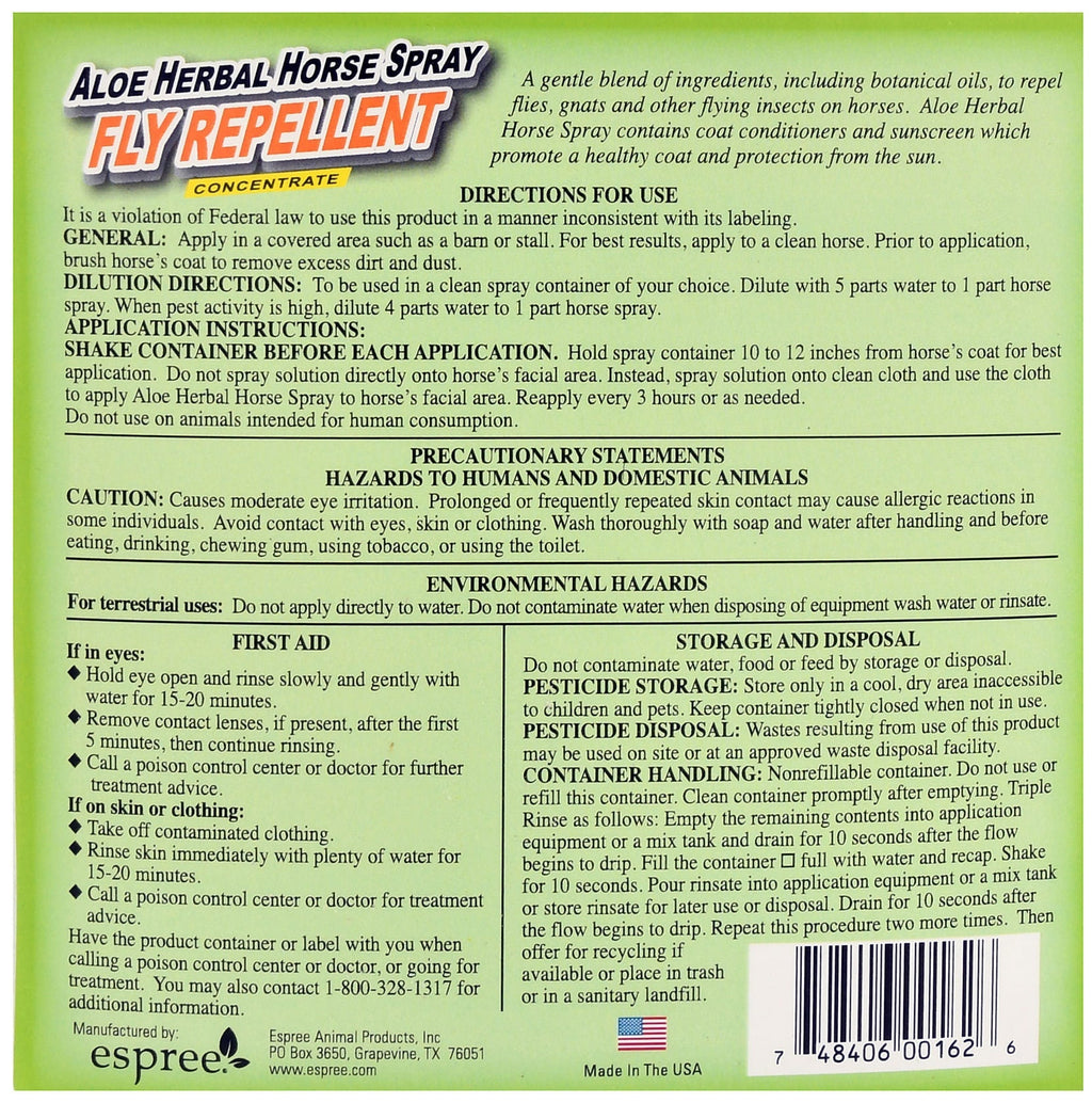 Espree Aloe Herbal Fly Spray for Horses