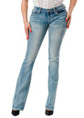 Grace in LA Women's Western 3D Steer Head Mid Rise Bootcut Jeans