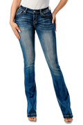 Grace in LA Women's Western 3D Wing Mid Rise Bootcut Jeans