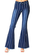 Grace in LA Women's Western Stripe Flare Jeans
