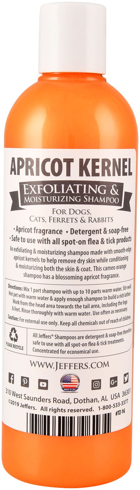 Jeffers Apricot Kernel Exfoliating & Moisturizing Pet Shampoo