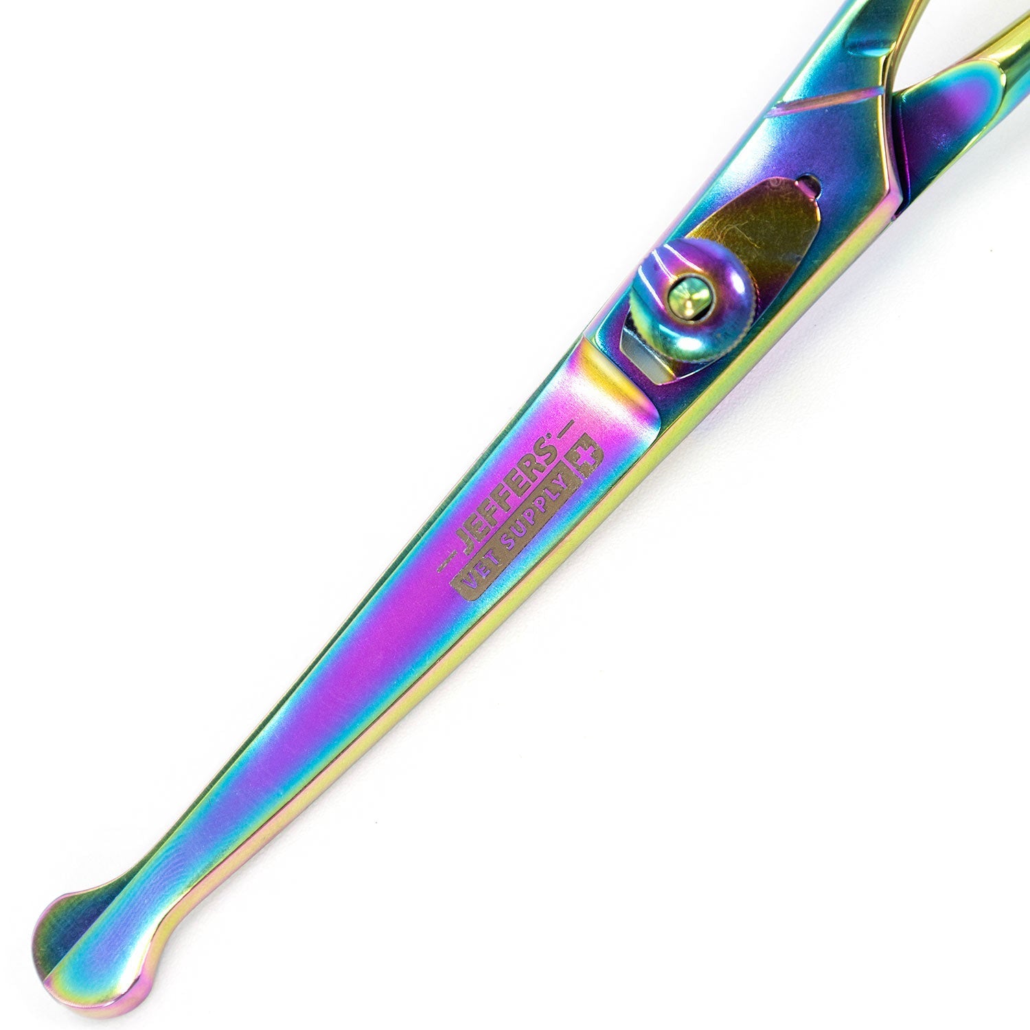 Jeffers Ball-Tip Curved Grooming Shear in Multicolored Stainless Steel, 6 1/2"