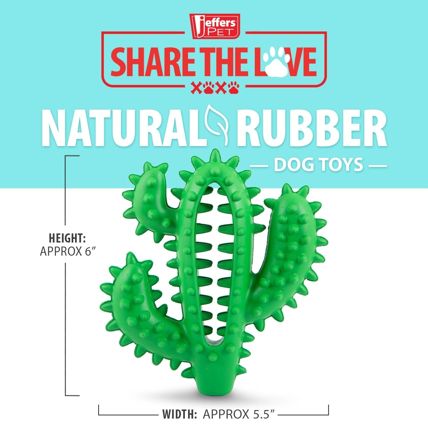 Jeffers Cactus Natural Rubber Dental Chew Toy for Dogs for Healthy Chewing Habits
