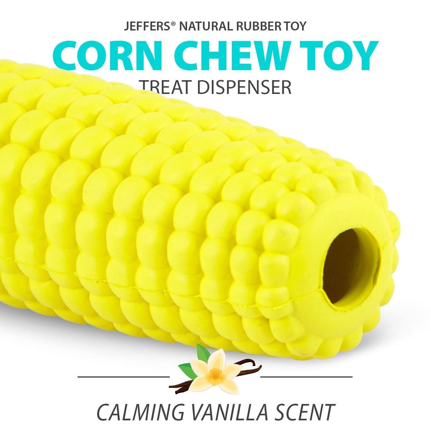 Jeffers Corn Cob Natural Rubber Stuffable Treat Dispenser Dog Dental Chew Toy