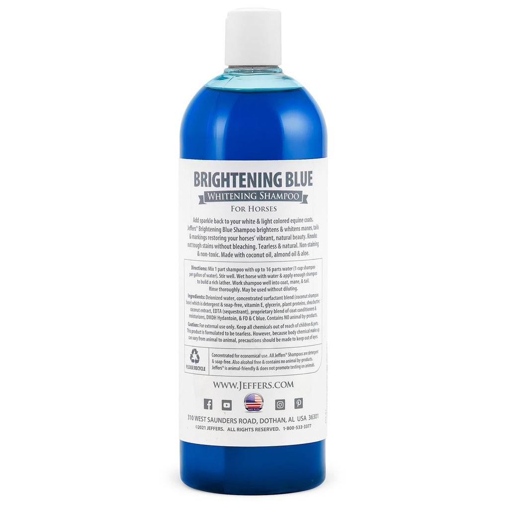 Jeffers Equine BRIGHTENING BLUE Whitening Horse Shampoo