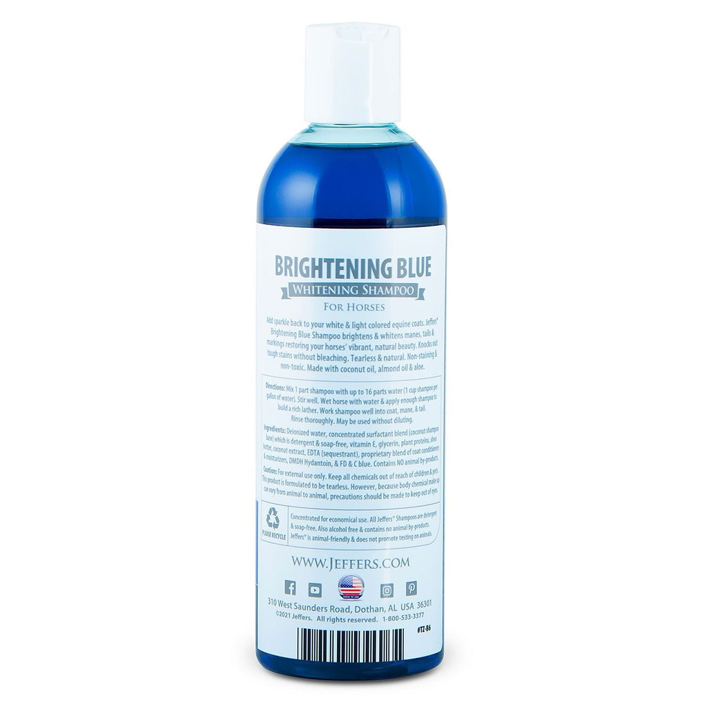 Jeffers Equine BRIGHTENING BLUE Whitening Horse Shampoo