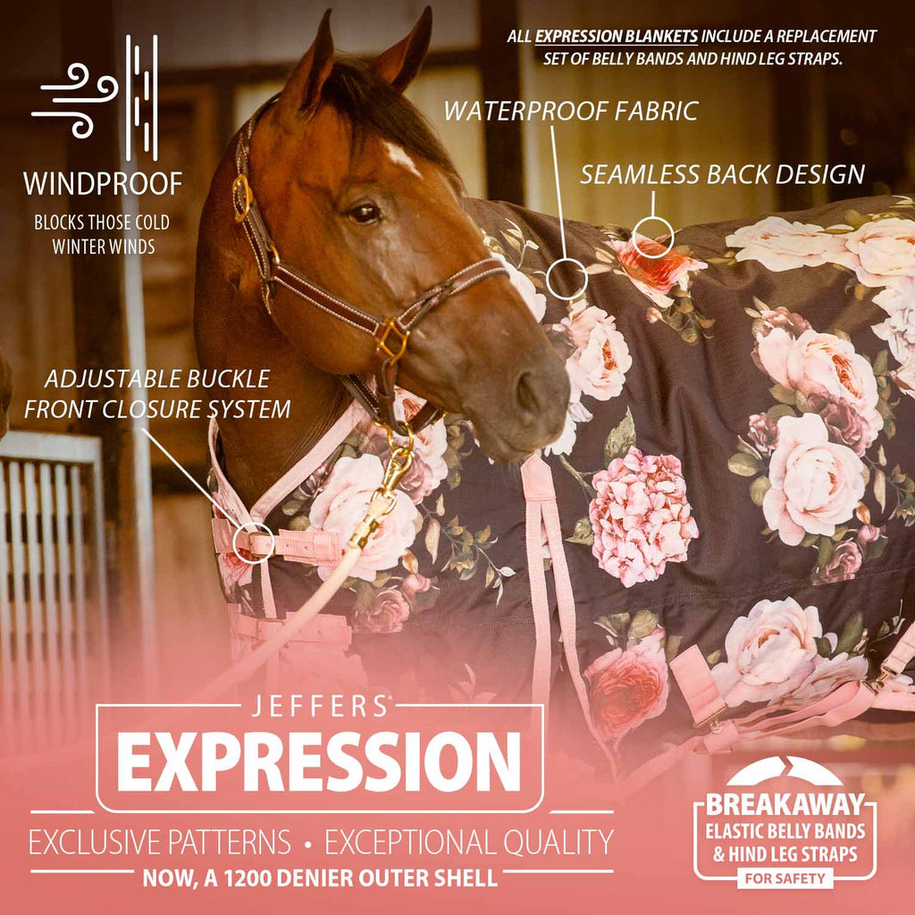 Jeffers Expression 1200 Denier Standard Neck Turnout Horse Blanket, 240 Gram