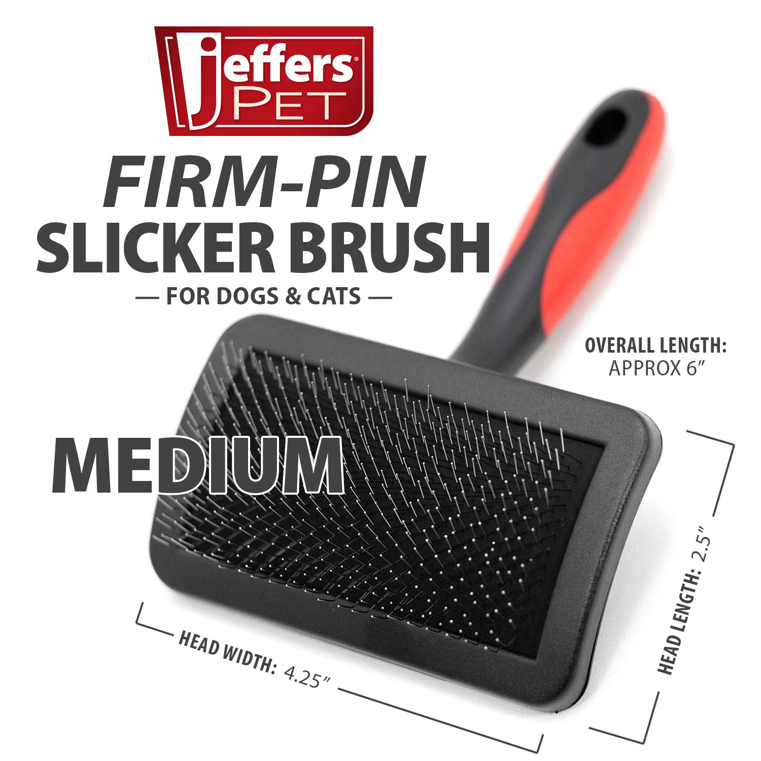 Jeffers Firm Pin Universal Slicker Pet Grooming Brush