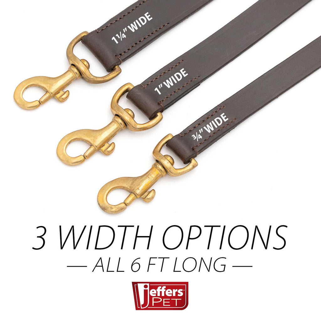 Jeffers Flat Leather Dog Leash with Hand Strap Handle, 6'L