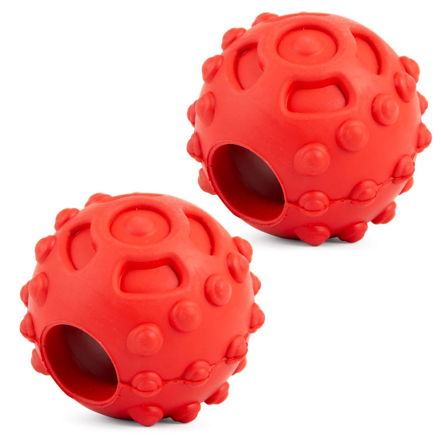 Jeffers Hollow Red Knobby Ball Natural Rubber Dental Treat Dispensing Dog Chew Toy