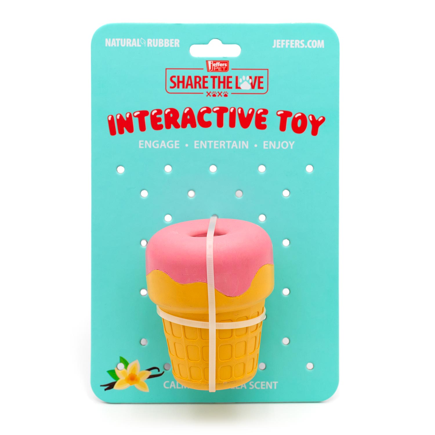Jeffers Ice Cream Cone Natural Rubber Stuffable Treat Dispensing Dental Dog Chew Toy