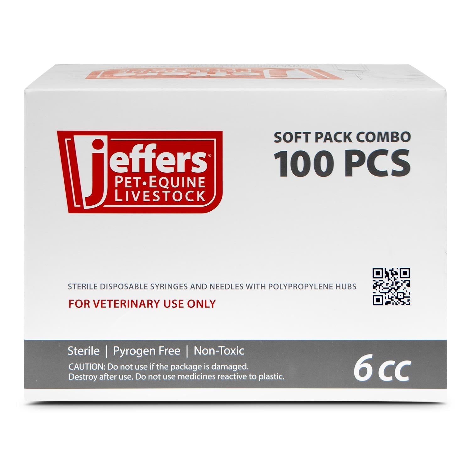 Jeffers Luer Lock Syringe/Needle Combo, Box of 100
