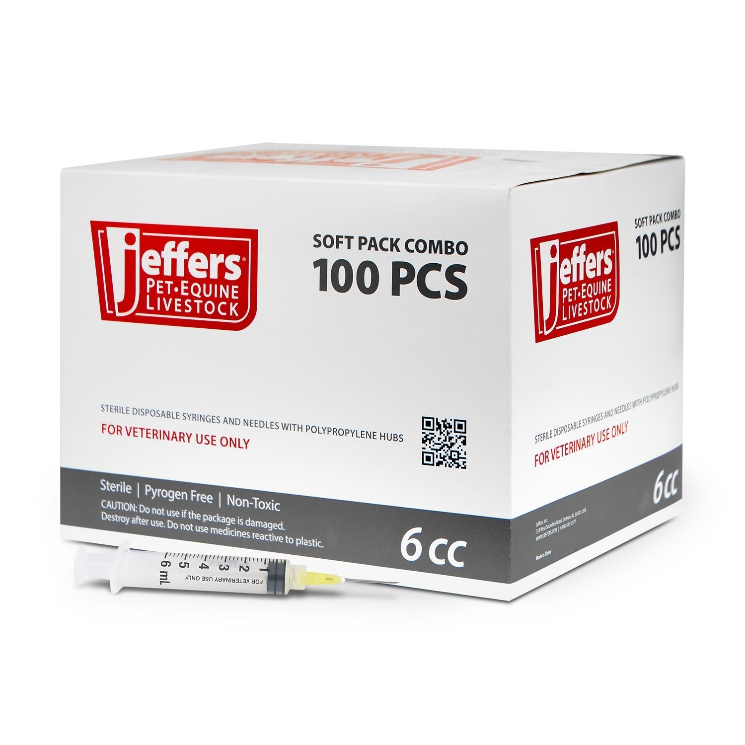 Jeffers Luer Lock Syringe/Needle Combo, Box of 100