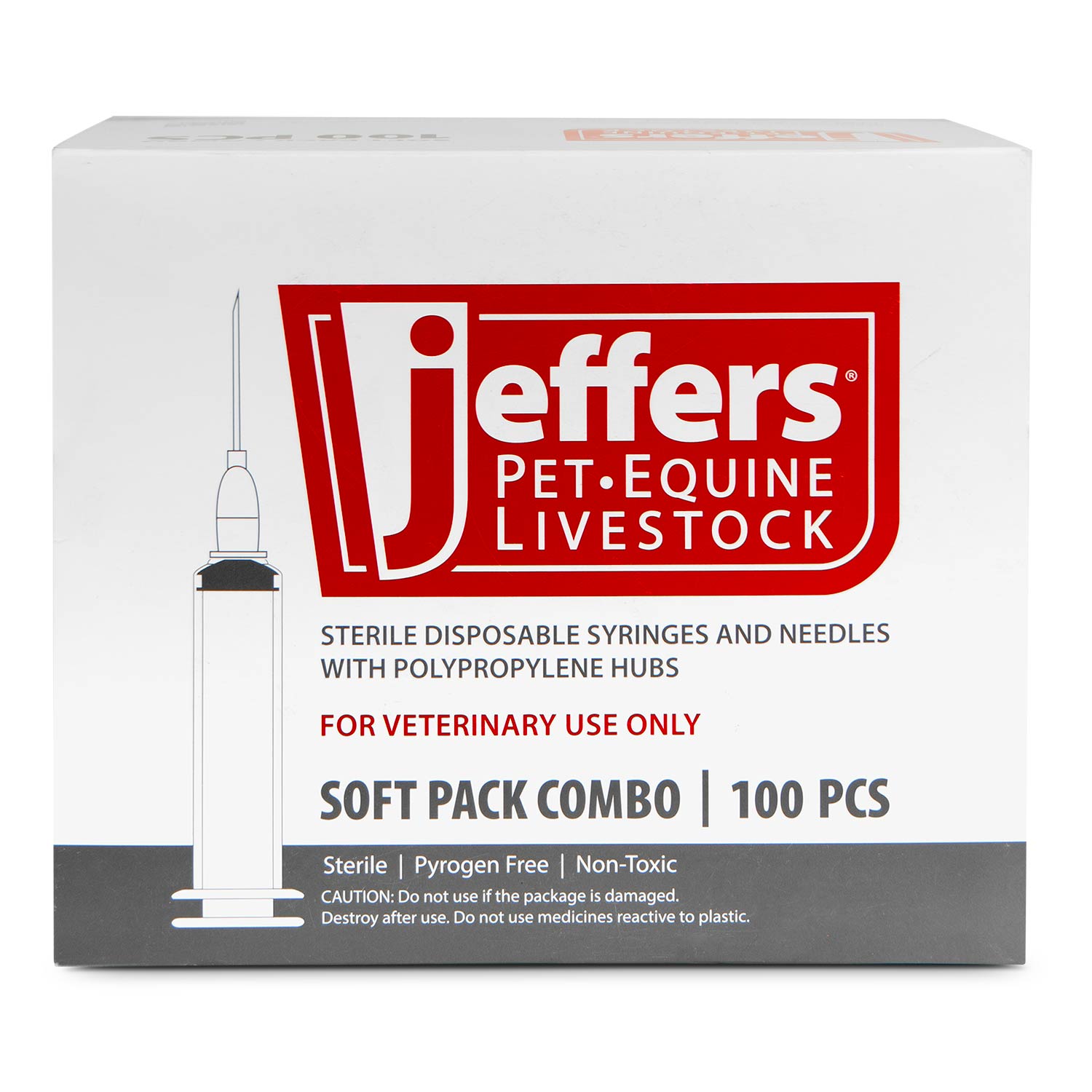 Jeffers Luer Lock Syringe/Needle Combo, Box of 100