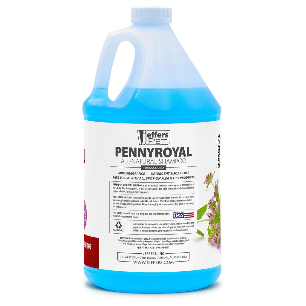 Jeffers Natural Flea & Tick Pennyroyal Dog Shampoo - Aids in Repelling Fleas, Ticks, Flies & Mosquitos
