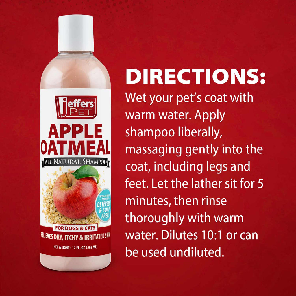 Jeffers Pet Apple Oatmeal All-Natural Hypoallergenic Dry Skin Shampoo for Dogs and Cats