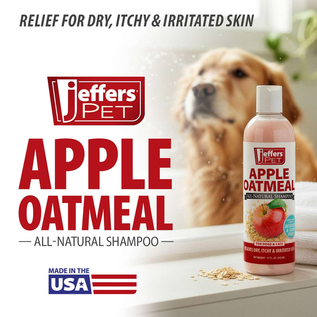 Jeffers Pet Apple Oatmeal All-Natural Hypoallergenic Dry Skin Shampoo for Dogs and Cats