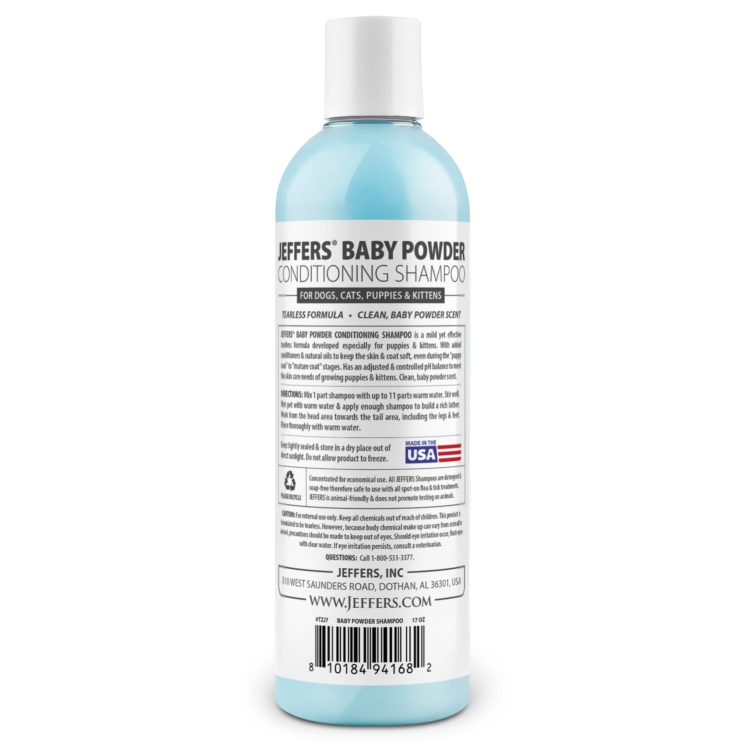 Jeffers Pet Baby Powder Tearless Conditioning Shampoo for Puppies and Kittens