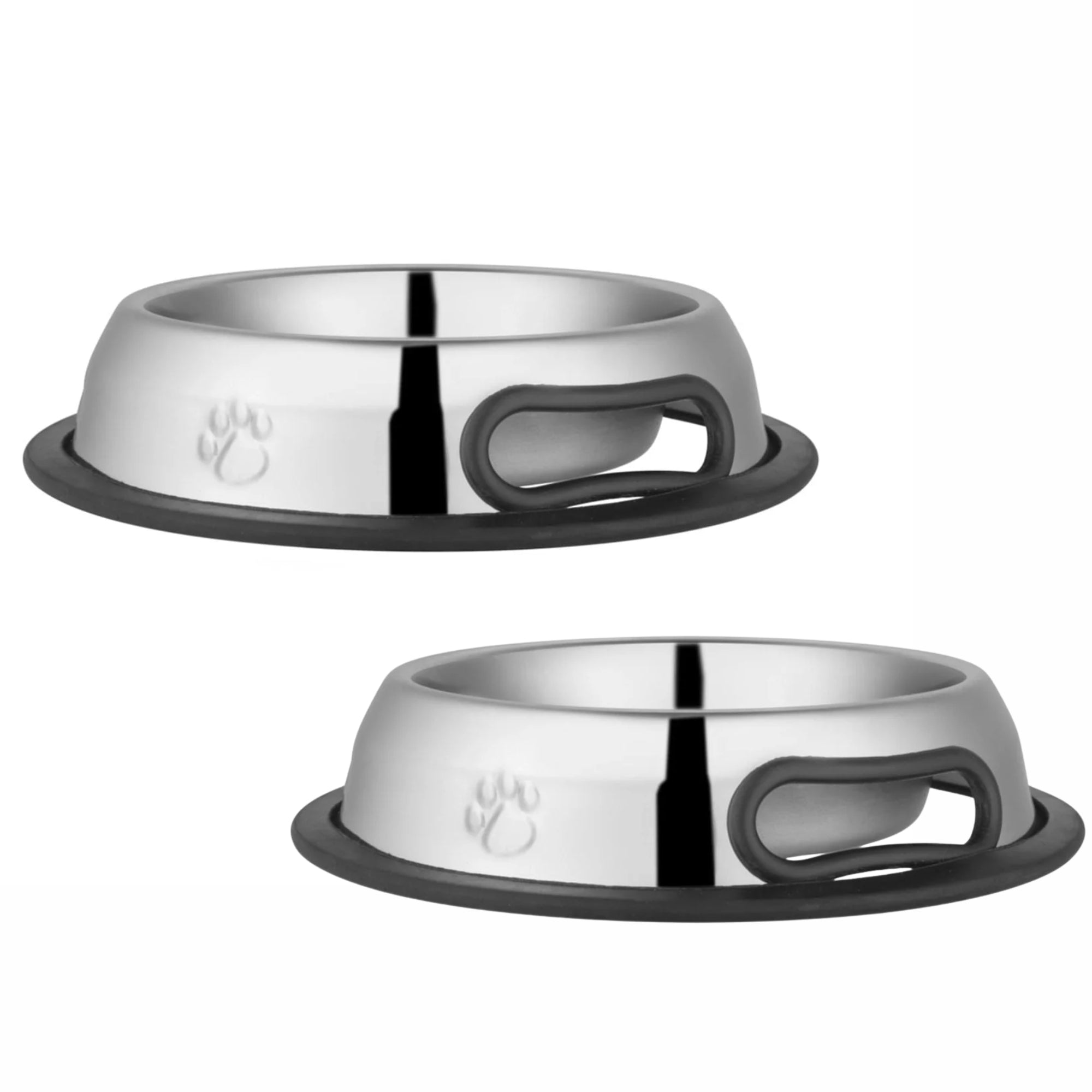 Jeffers Pet Embossed No-Tip Anti-Skid Stainless Steel Pet Bowls for Dogs, Cats, Puppies, Kittens – Rubber Base, Food & Water Feeding Dish