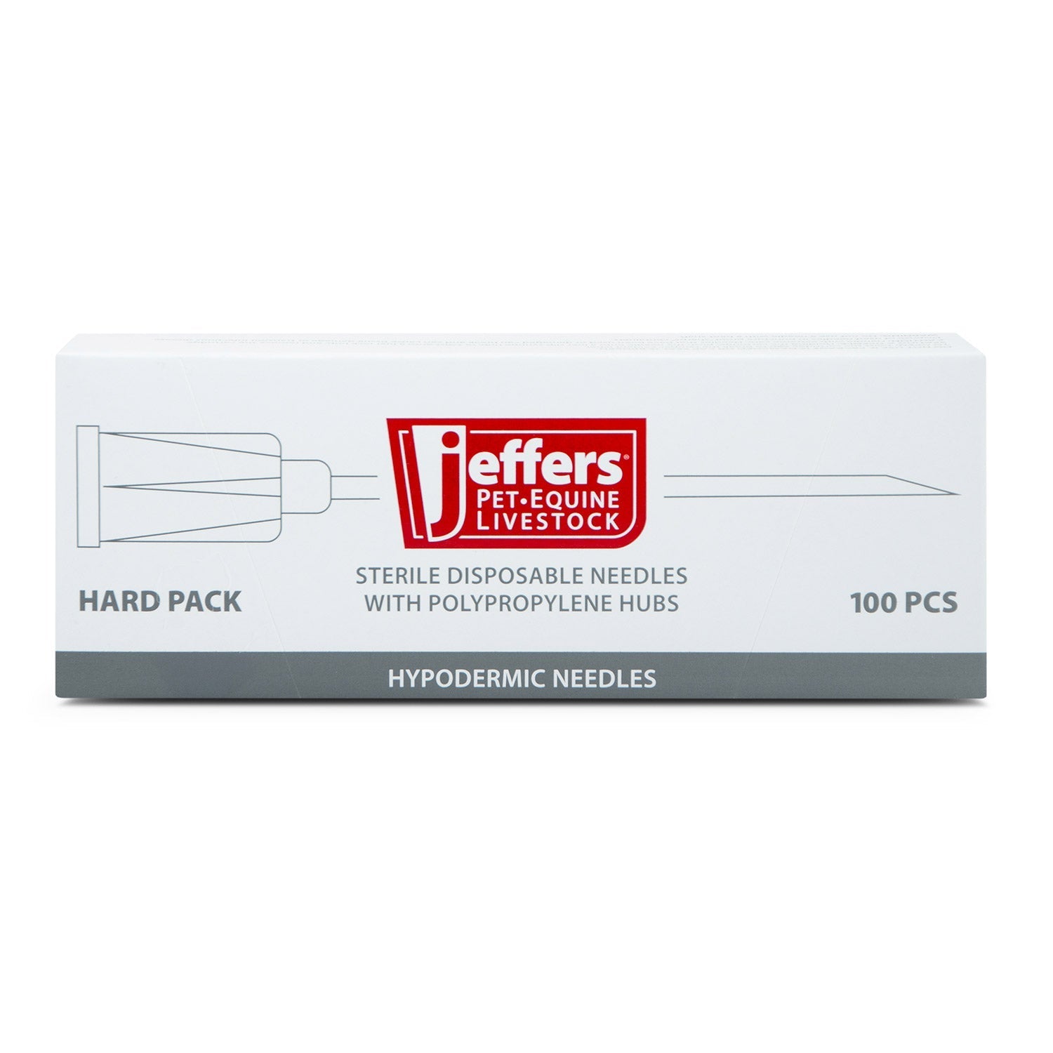 Jeffers Poly Hub Hypodermic Needles for Veterinary Use, Box of 100