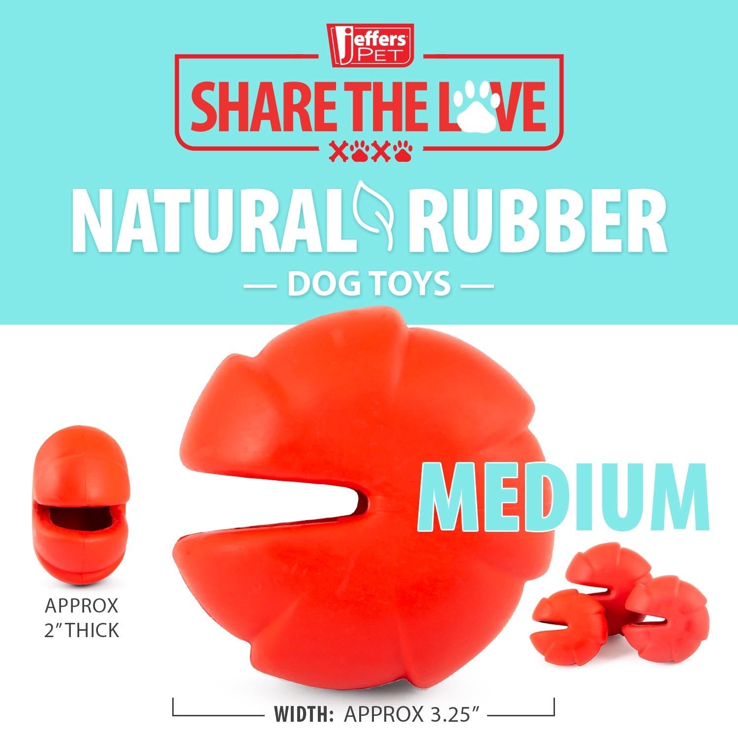 Jeffers Red Millipede Natural Rubber Treat Dispensing Dental Dog Chew Toy