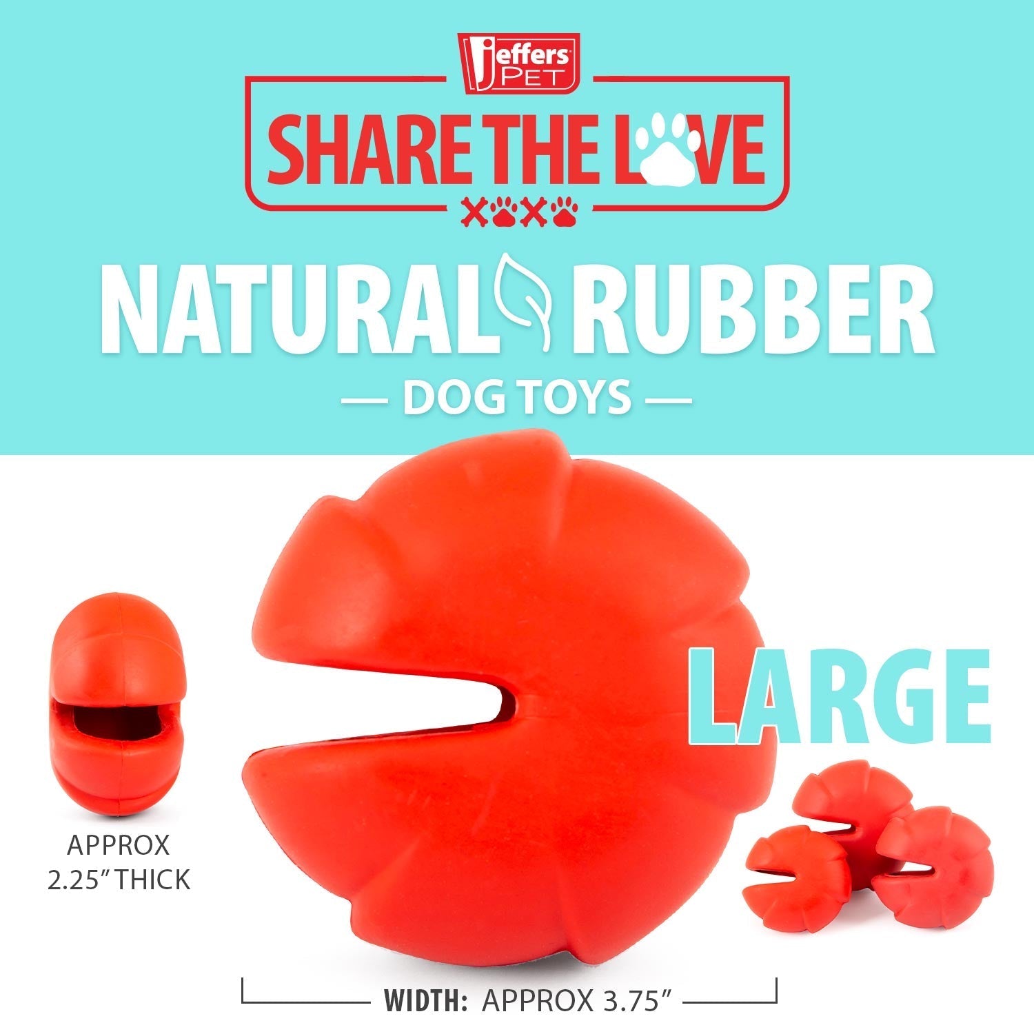 Jeffers Red Millipede Natural Rubber Treat Dispensing Dental Dog Chew Toy