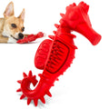 Jeffers Red Seahorse Natural Rubber Dog Chew Toy with Vanilla Scent and Textured Ridges for Dental Health