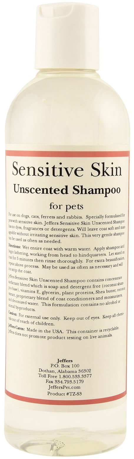 Jeffers Pet Sensitive Skin Unscented, Dye-Free, Fragrance-Free & Detergent-Free Pet Shampoo