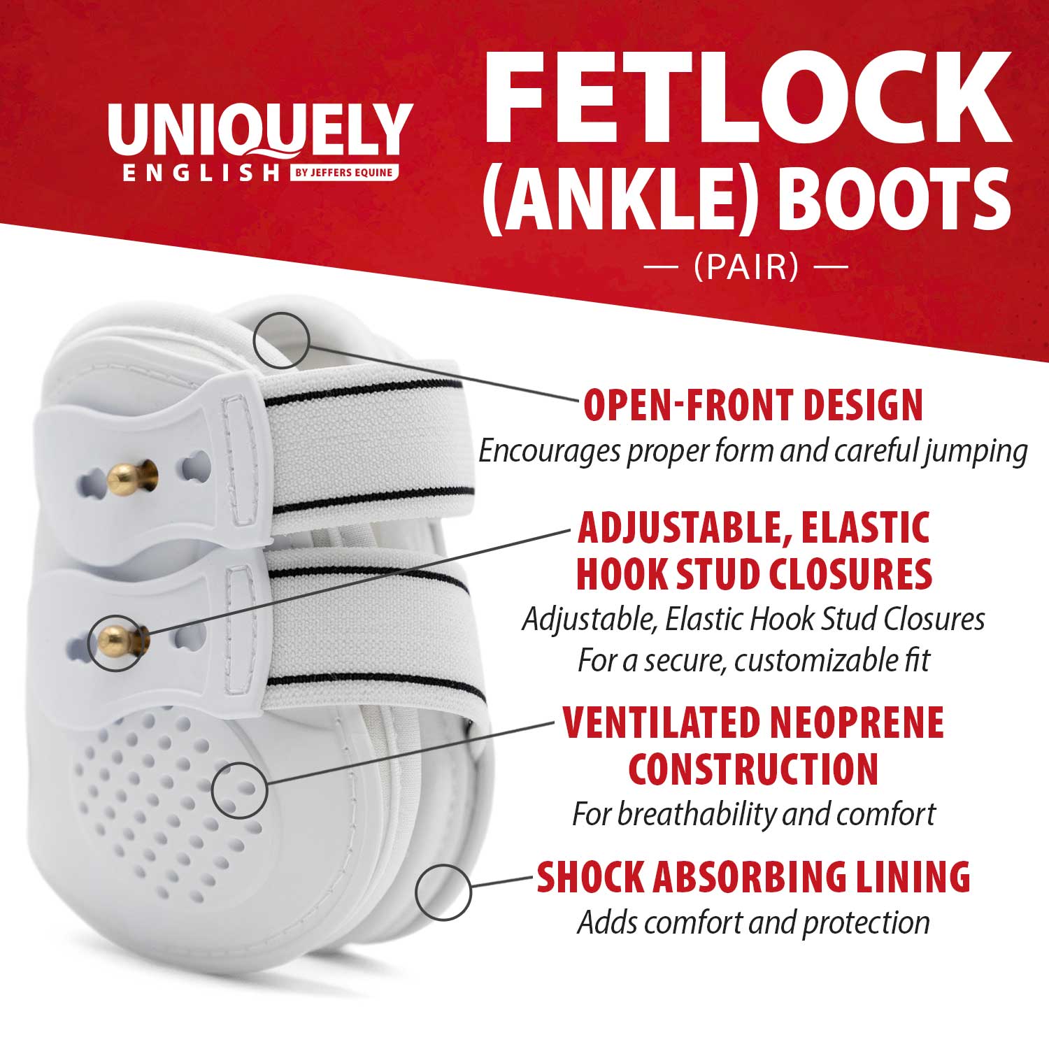 Jeffers Uniquely English Fetlock Boots for Horses, 2-Pack