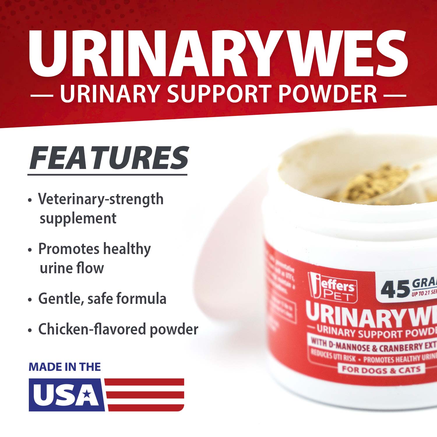 Jeffers UrinaryWes Urinary Support Supplement Powder for Dogs & Cats