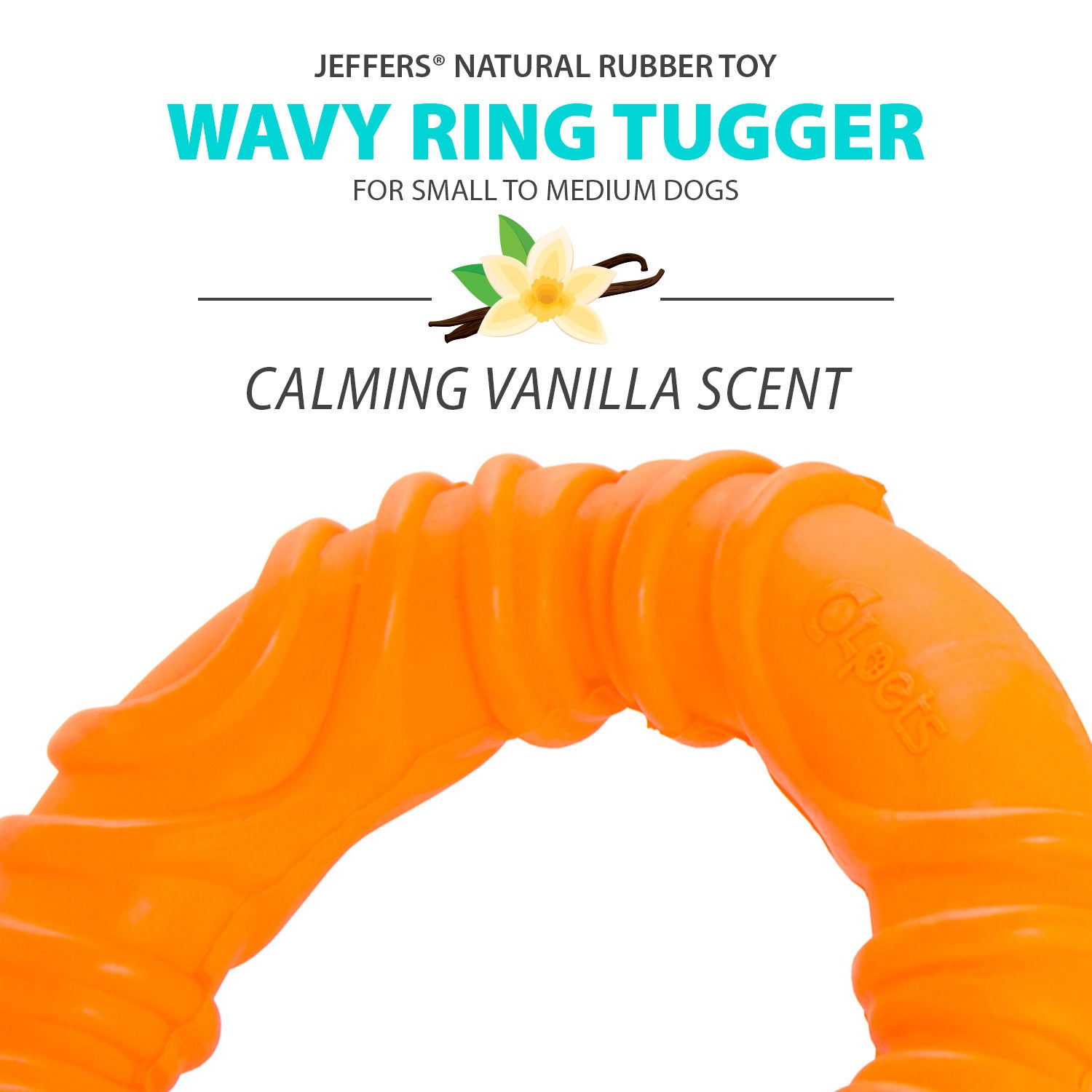 Jeffers Wavy Ring Tugger Natural Rubber Dog Chew Toy for Tug, Fetch & Dental Support
