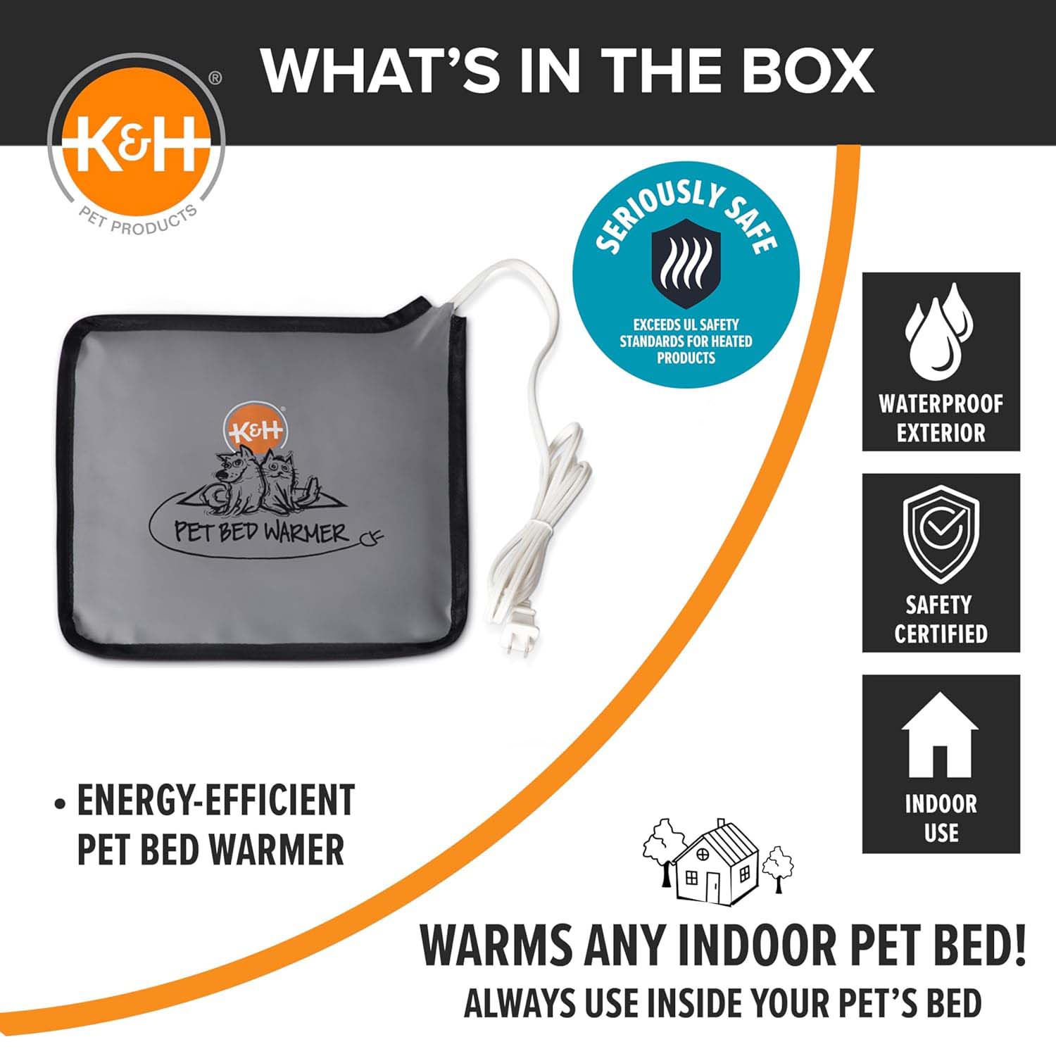 K&H Pet Bed Warmer – Indoor Heated Pad for Cats & Dogs, Thermostatically Controlled, Energy-Efficient, Safe for Arthritis & Comfort