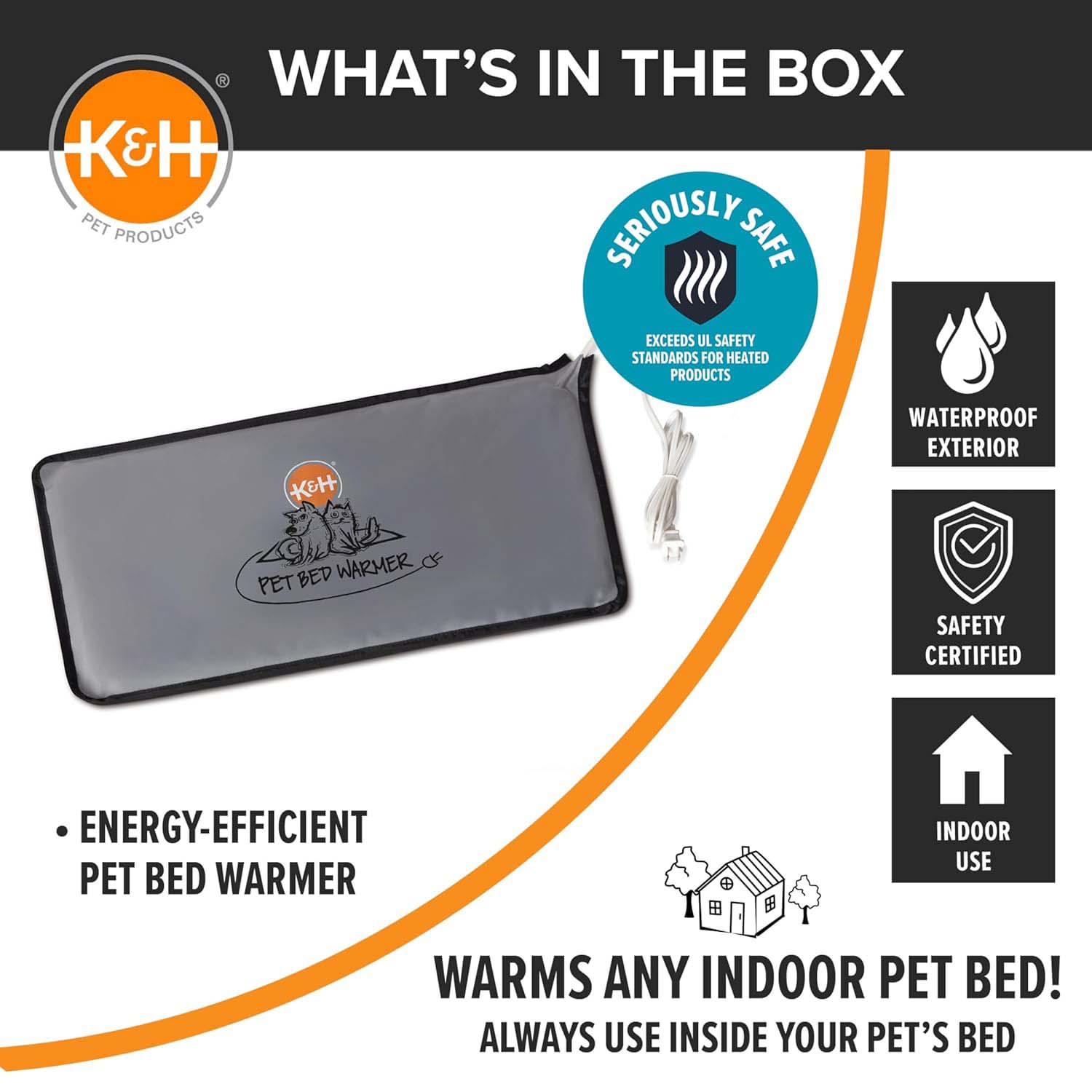 K&H Pet Bed Warmer – Indoor Heated Pad for Cats & Dogs, Thermostatically Controlled, Energy-Efficient, Safe for Arthritis & Comfort