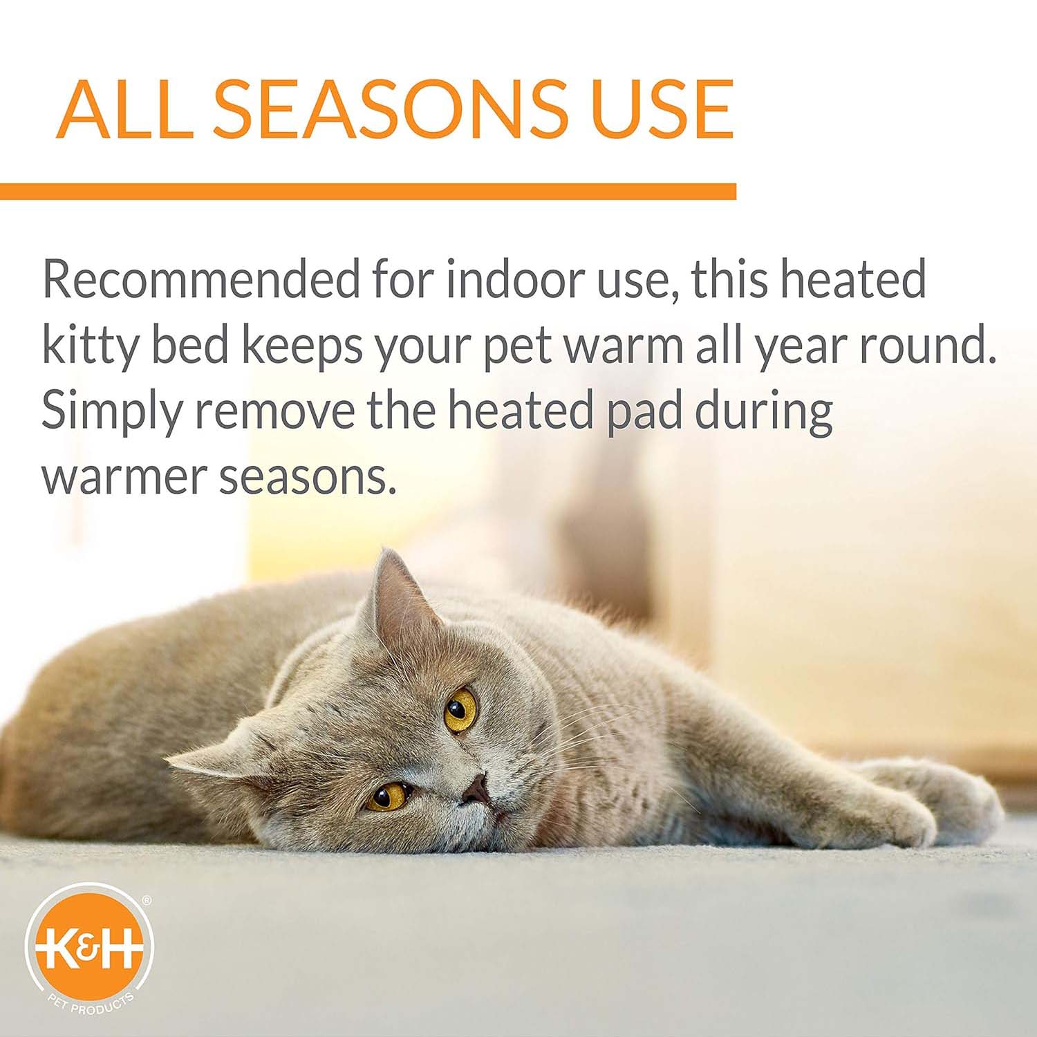 K&H Thermo-Kitty Cuddle Up Cat Bed – Indoor Heated Cat Bed with Low-Wall Design, Soft Foam Base & Removable Washable Cover