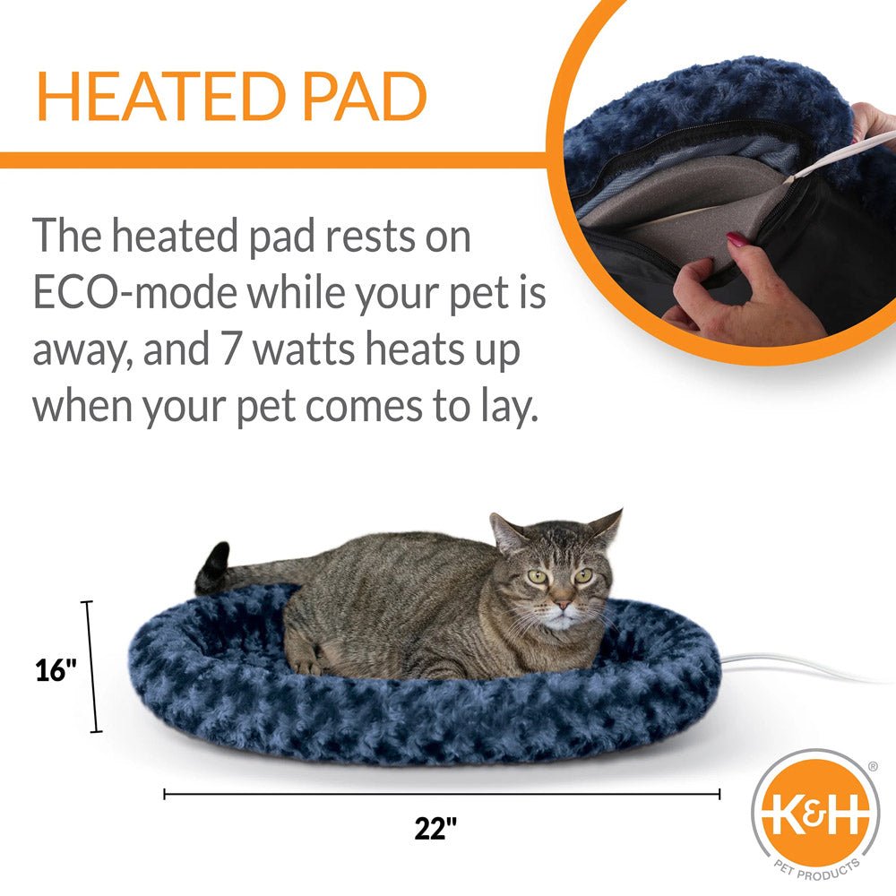 K&H Thermo-Kitty Fashion Splash Heated Cat Bed – Orthopedic, Energy-Efficient, Plush Indoor Cat Bed, Machine Washable