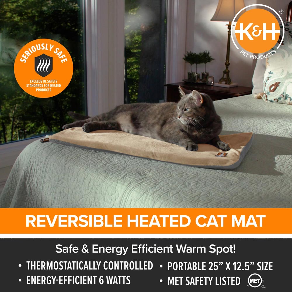 K&H Thermo-Kitty Heated Cat Bed – Energy-Efficient, MET Certified Indoor Cat Warming Mat