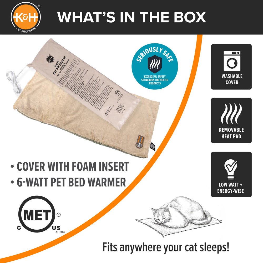 K&H Thermo-Kitty Mat Heated Cat Bed – Indoor Reversible Heated Cat Mat, Low-Wattage, Machine Washable, Cozy Nap Pad