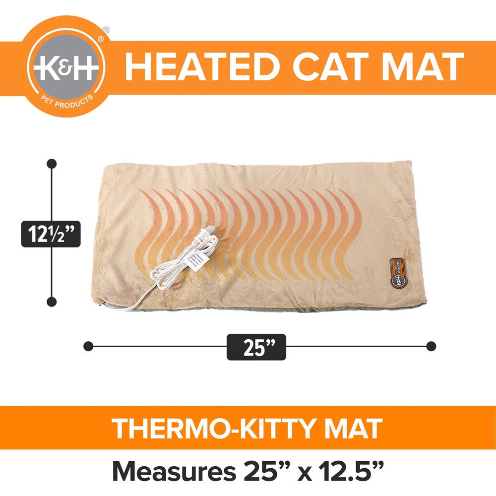 K&H Thermo-Kitty Mat Heated Cat Bed – Indoor Reversible Heated Cat Mat, Low-Wattage, Machine Washable, Cozy Nap Pad