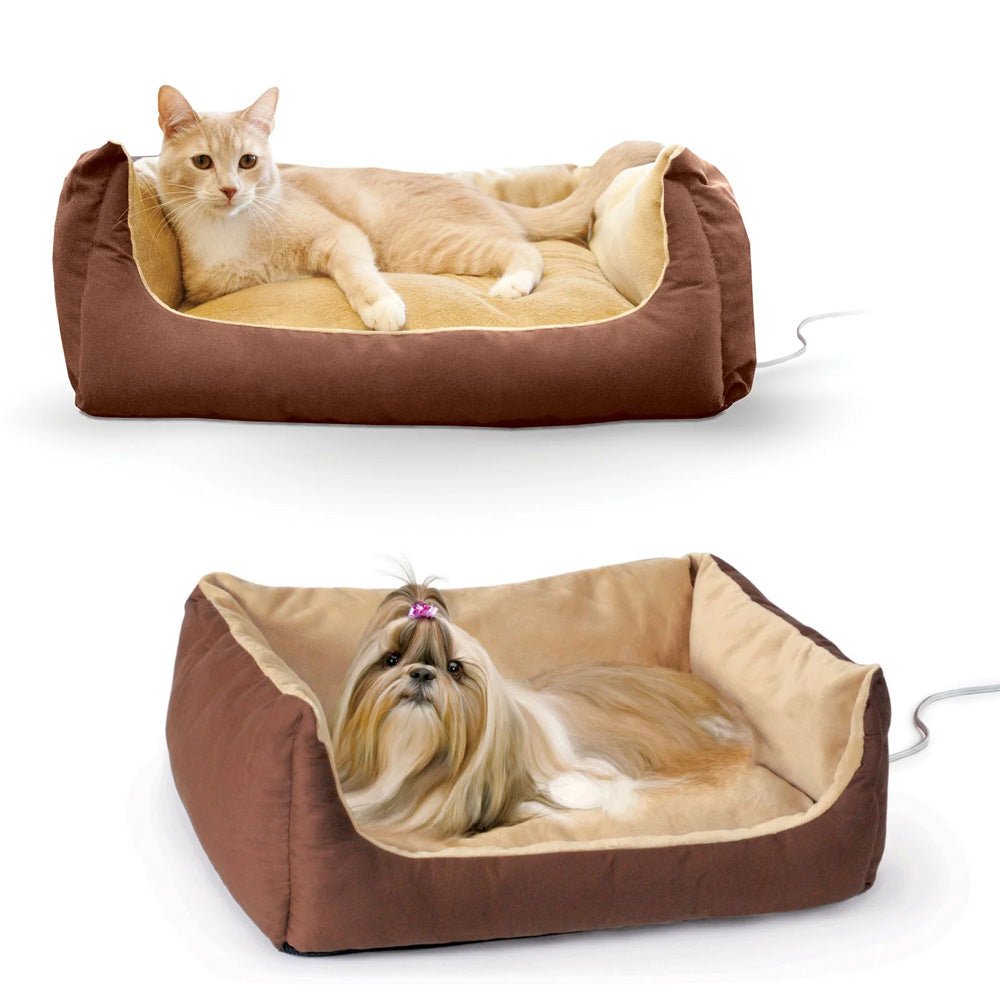K&H Thermo-Pet Cuddle Cushion Heated Pet Bed – Indoor Heated Sofa-Style Bed for Cats & Small Dogs with Removable Cushion